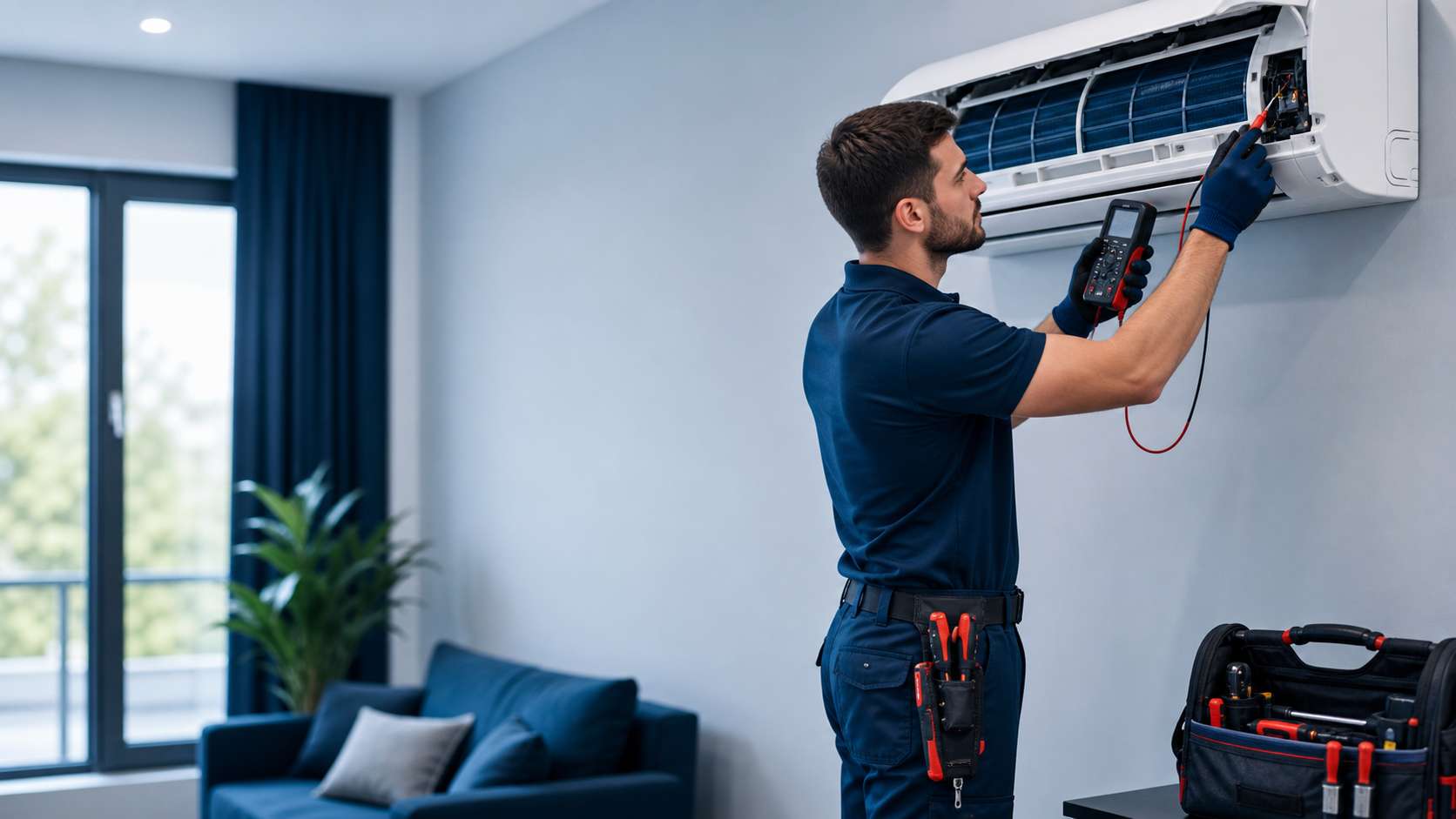 Air conditioner service with diagnostic tool