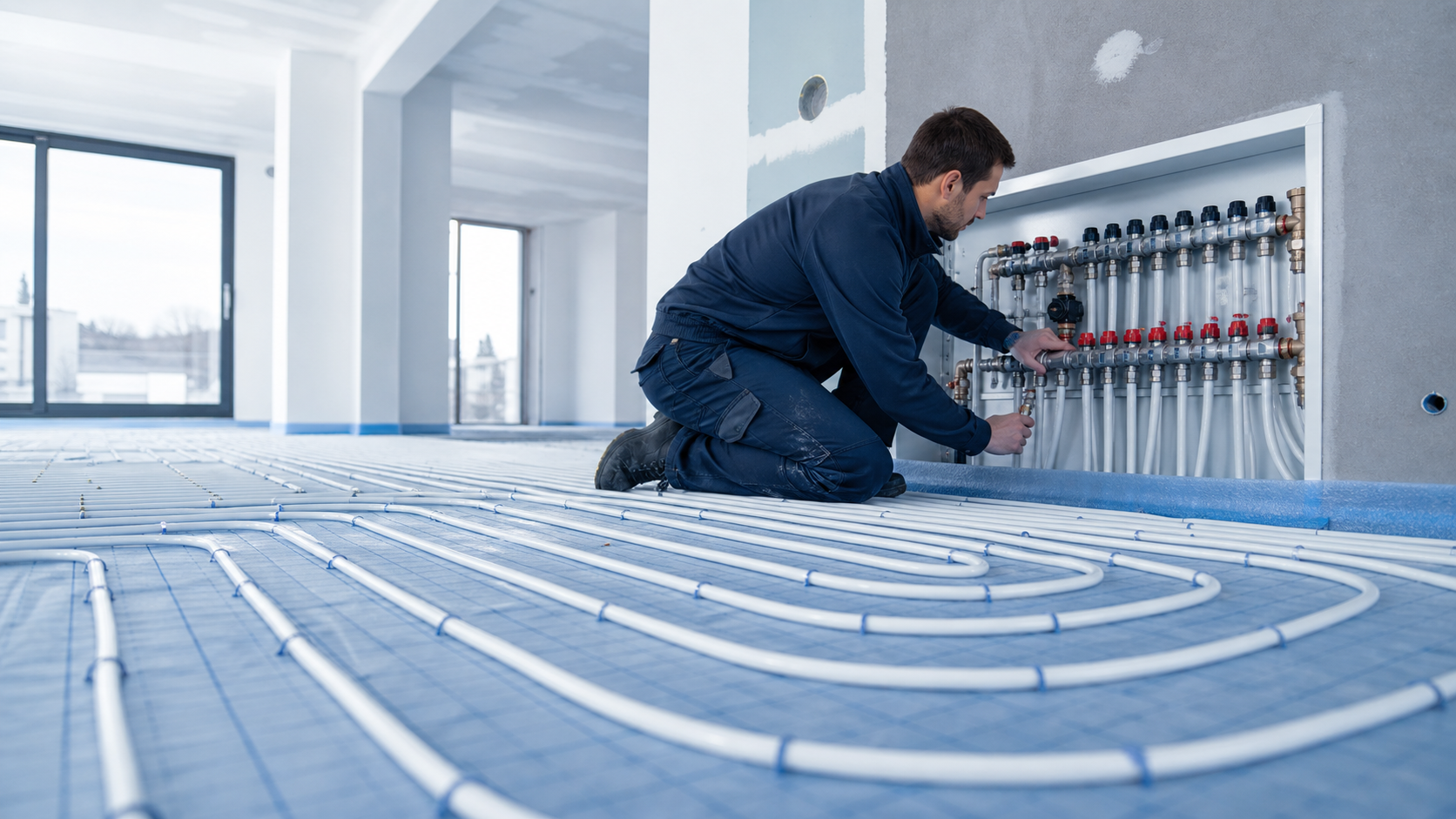 Pipe installation for underfloor heating